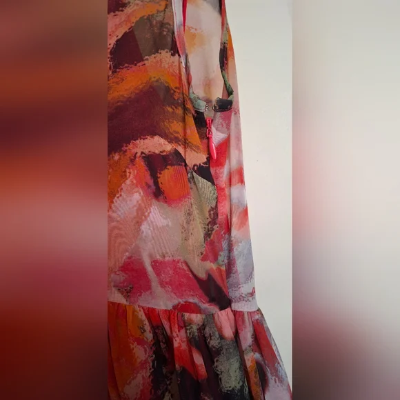 Isaac mizrahi floral colorfull maxidrees sz M aprox cocktail party barbiecore - Picture 8 of 11